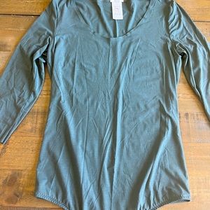 WOLFORD Tokio 3/4-Sleeve Thong Bodysuit Olive Green  sz M